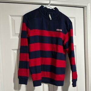 Navy and red striped shep shirt